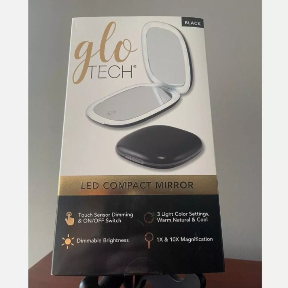 GloTech LED Compact Makeup Mirror - Black - Picture 5 of 5